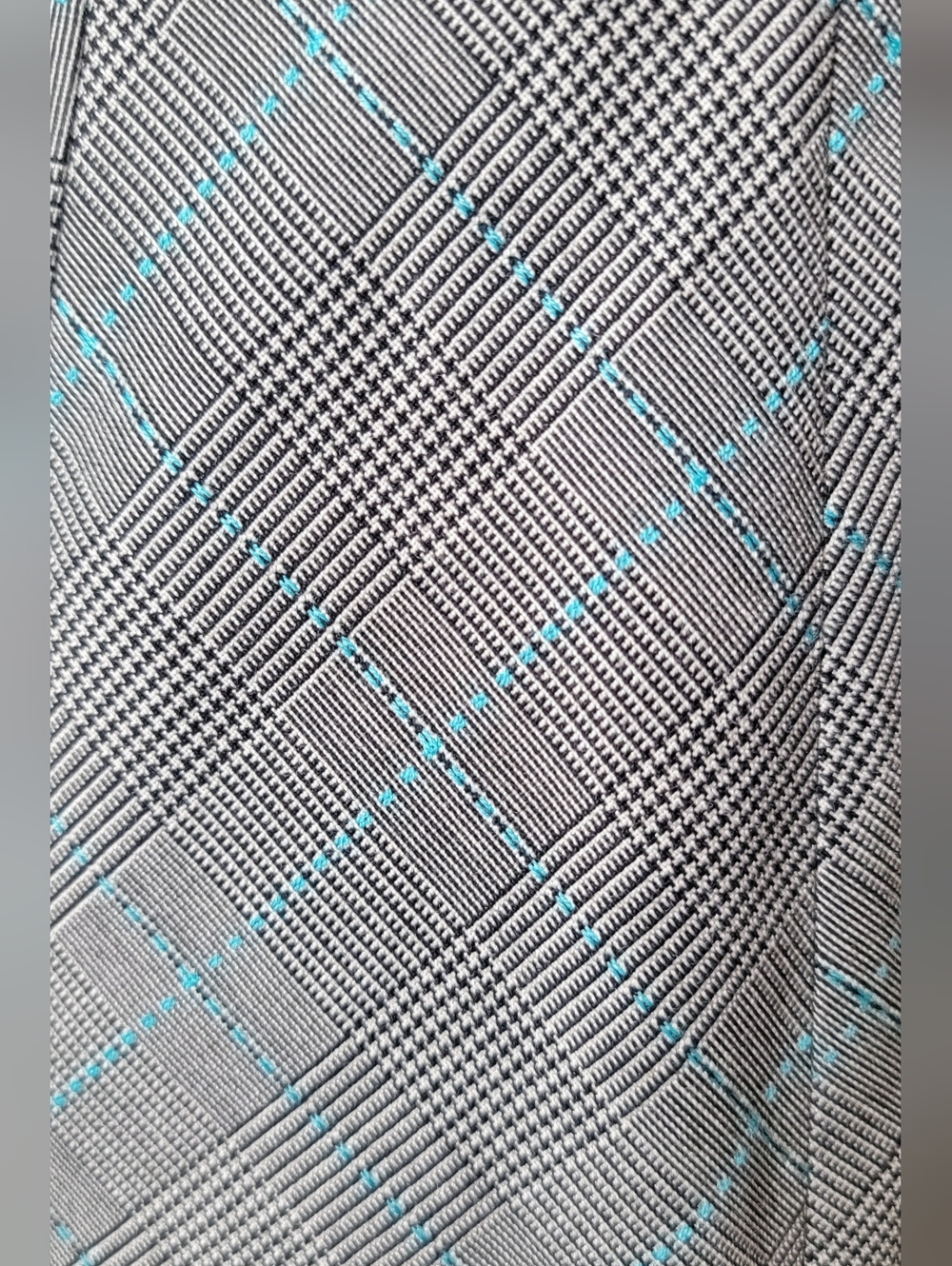 Anthropologie Floreat Doubly Adorned Plaid Strapless Midi Dress Womens 4 Grey Bl - Picture 8 of 14